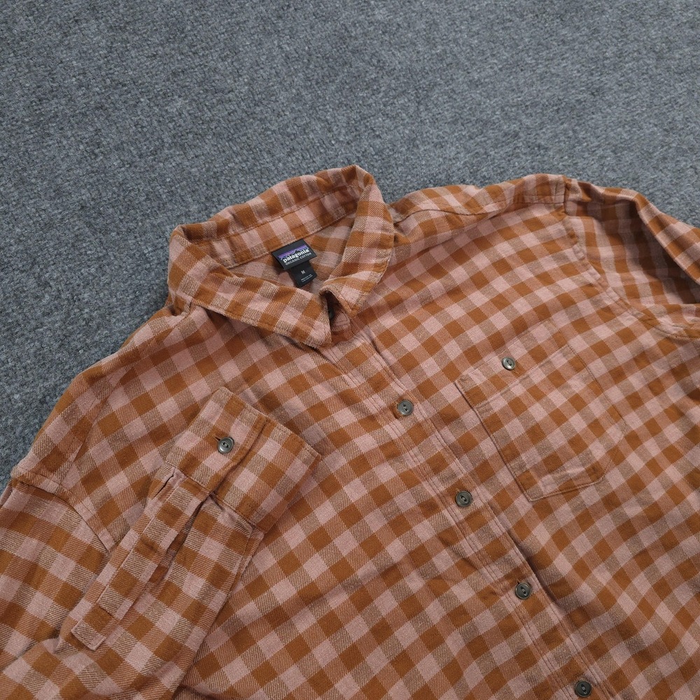 Patagonia Shirt Womens M Brown Check Driving Song Flannel Hiking Camp Outdoors